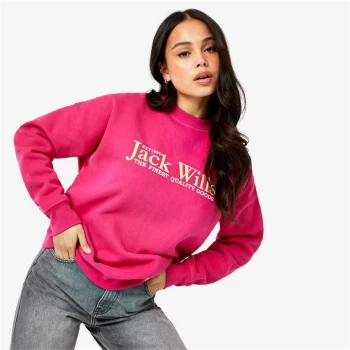 image of Jack Wills Manton Boyfriend Crew Neck Sweatshirt - Dark Pink