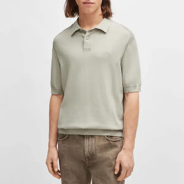 Image of BOSS Orange Asac Cotton Blend Polo Shirt - L Beige Tops male 50514223-271 L