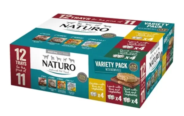 image of Naturo Adult Wet Dog Food with Rice Variety Pcs 12x400g