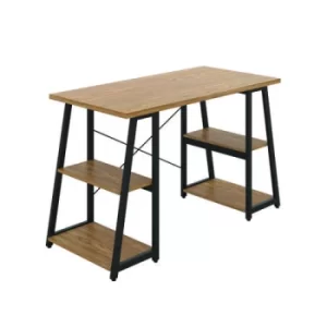 image of Soho Desk with Angled Shelves Oak/Black Leg KF90794