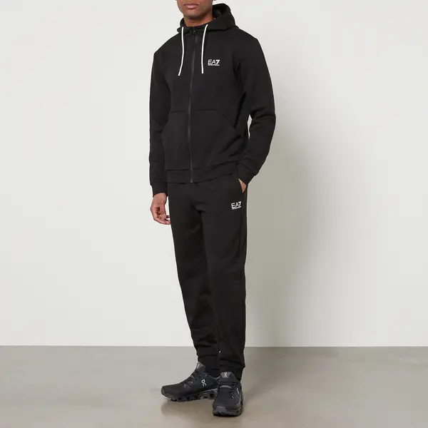 Image of EA7 Visibility Full Zip Cotton-Blend Tracksuit Set - XL Black Hoodies and Sweatshirts male 3DPV58-PJ07Z-1200 XL