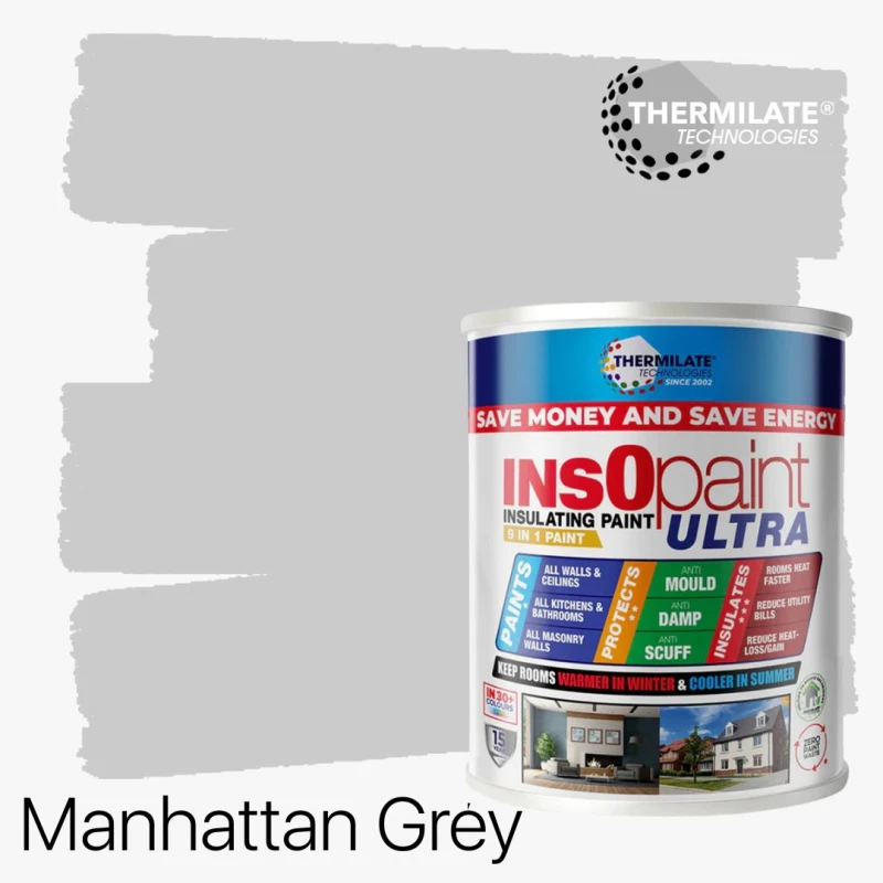 Image of THERMILATE TECHNOLOGIES InsOpaint ULTRA - 9 IN 1 Interior & Exterior Paint - 5L in Manhattan Grey Manhattan Grey Unisex 5L