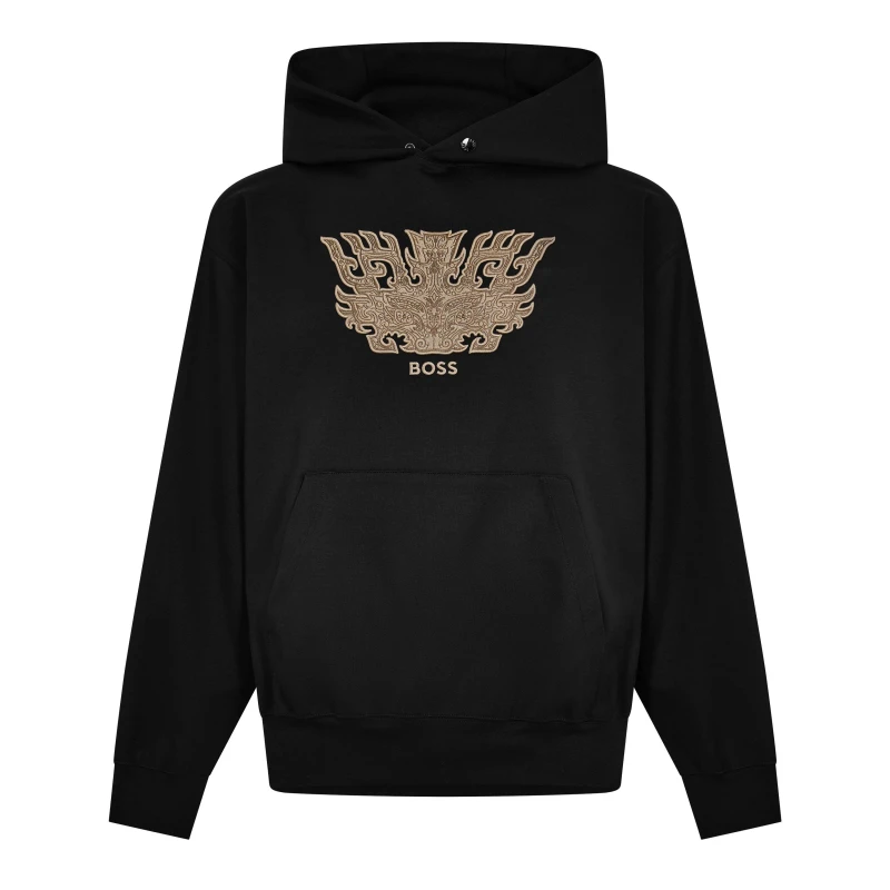 Image of Boss Mens Sullivan Pull Over Hoodie Black male L
