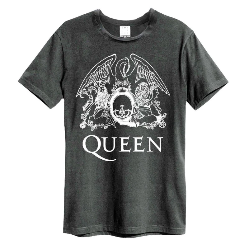 Image of Amplified Amplified Men Line Art Crest Queen T-Shirt in Charcoal Size: X-Small Charcoal XS Male 5063377301229
