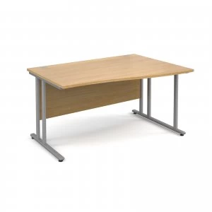 Image of Maestro 25 SL Right Hand Wave Desk 1400mm - Silver Cantilever Frame o