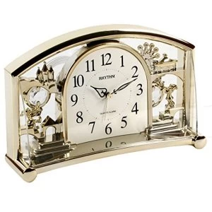 image of Rhythm Gold Mantel Alarm Clock - Crystals From Swarovski?