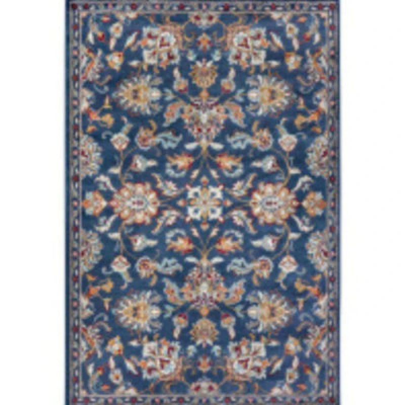 Image of The Rugs Orient Rug Caracci Vintage Floral Design Low Pile Living Room In Blue