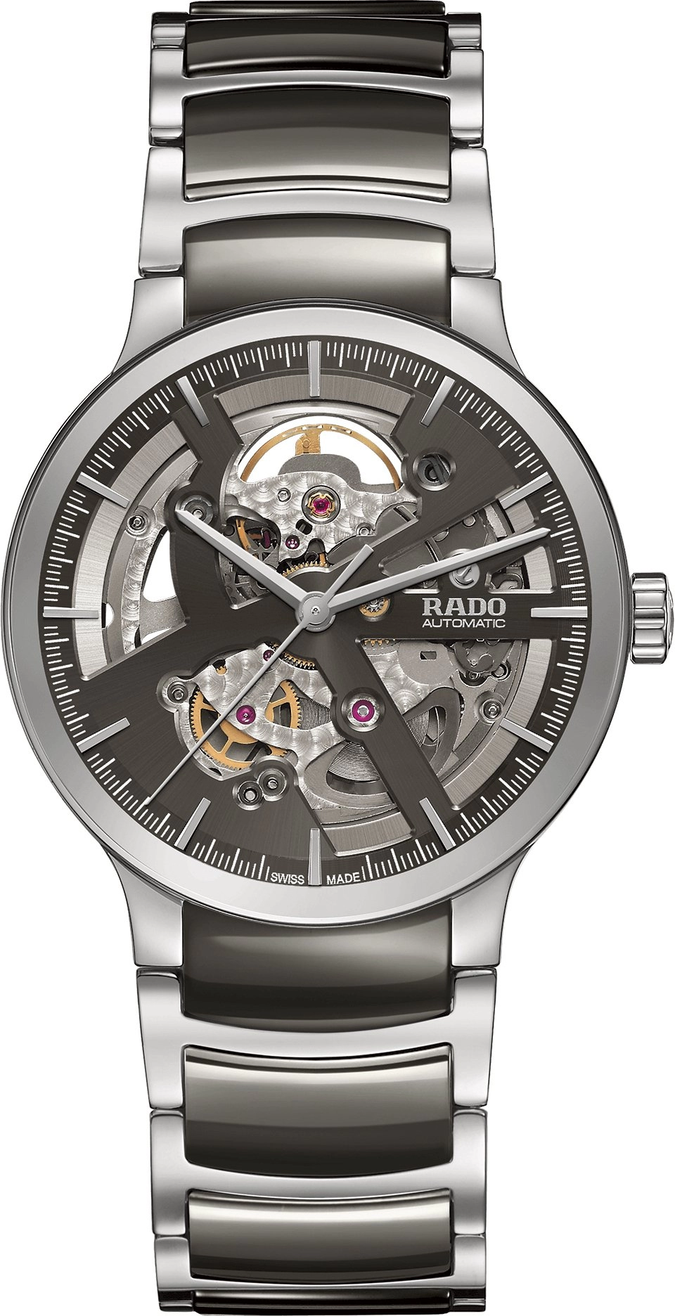 Image of Rado Centrix Automatic Open Heart Unisex watch - Water-resistant 3 bar (30 m), Stainless steel, grey