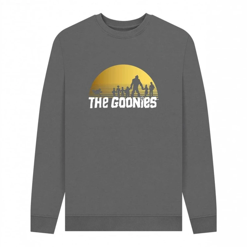 Image of The Goonies Mens Sunset Silhouette Sweatshirt in Grey Size: Small Grey Male S