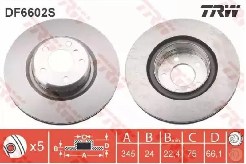 Image of Brake disc TRW DF6602S