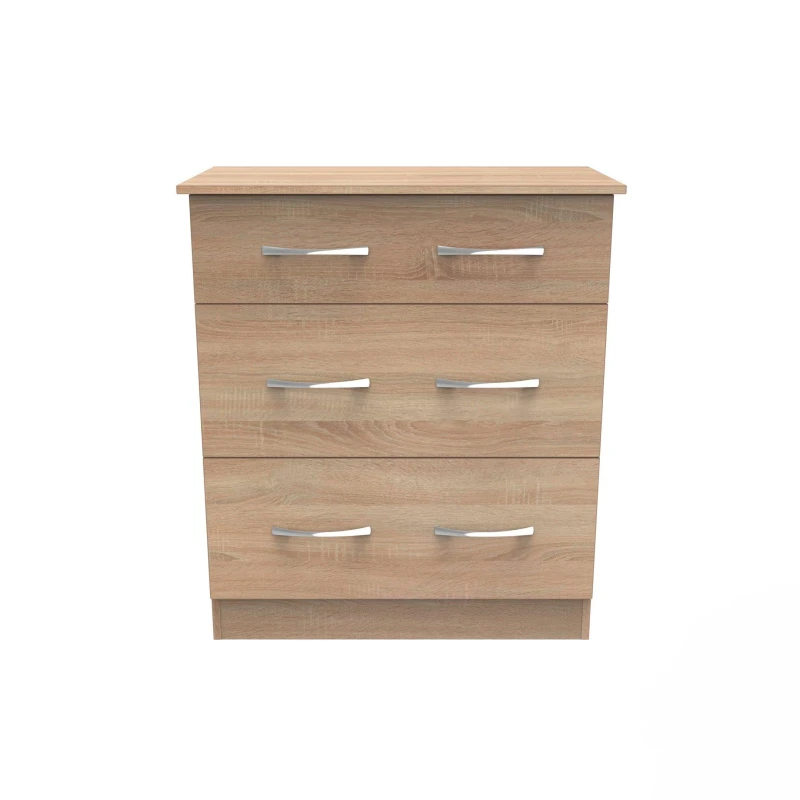 Image of Heddon 3 Drawer Deep Chest In Bardolino Oak (Ready Assembled)