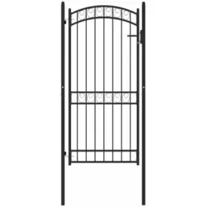 Image of Fence Gate with Arched Top Steel 100x200cm Black Vidaxl Black