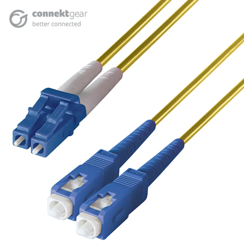 Image of connektgear 15m Duplex Fibre Optic Single-Mode Cable OS2 9/125 Micron