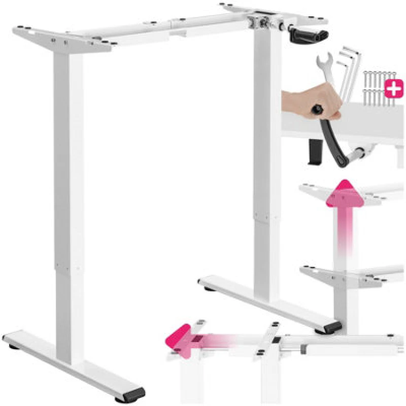 Image of Tectake Sit And Stand Desk Idun - Stepless Height-Adjustment With Hand Crank, Width-Adjustable 129cm - White