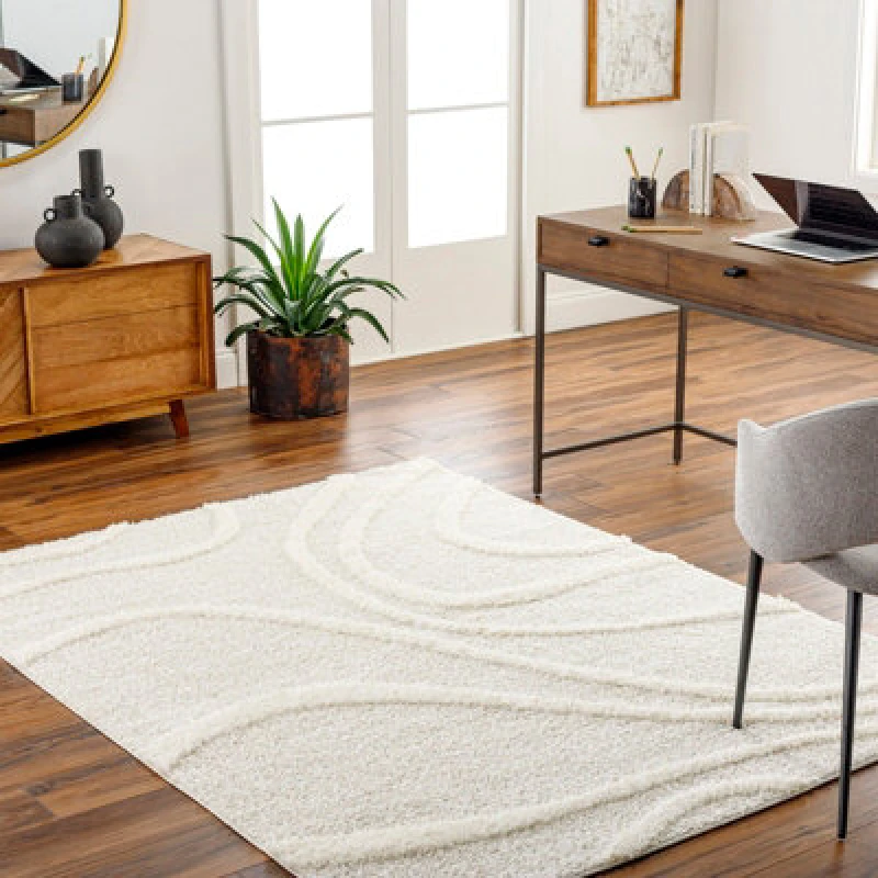 Image of Livabliss Shaggy Modern Plush Pile Beige Kotira Area Rug 200 X 275cm - Easy Care, Non Shedding, Ideal For Living Room & Bedroom