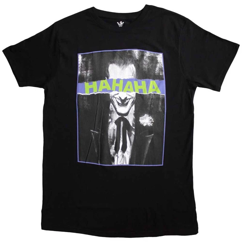Image of DC Comics Joker Hahaha Eyes T Shirt Black unisex