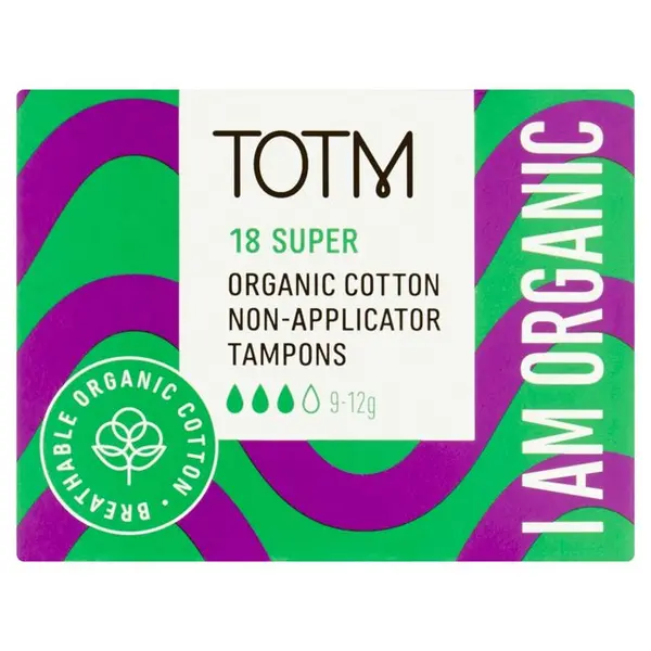 Image of Totm Organic Cotton Non-Applicator Tampons Super, 18 per Pack