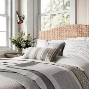 image of Helena Springfield Dashed Weave Kingsize Duvet Cover Set, White/Grey