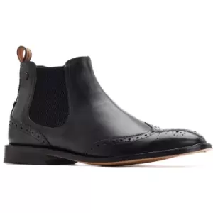 Image of Base London Mens Reid Brogue Slip On Leather Chelsea Boots UK Size 8 (EU 42)