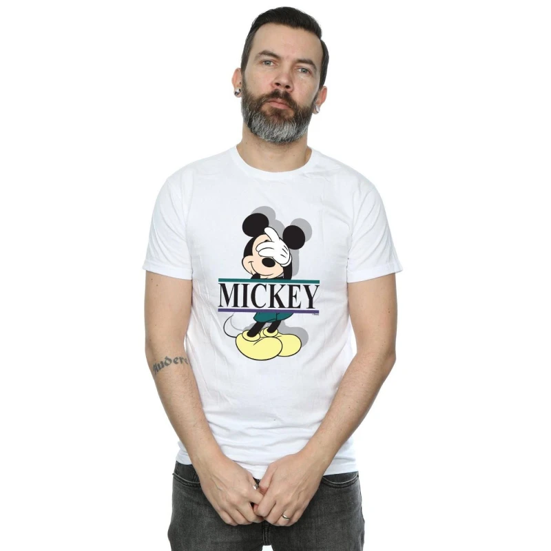 Image of Disney Men Mickey Mouse Letters T-Shirt in White Size: Small White S Male 5057981032693