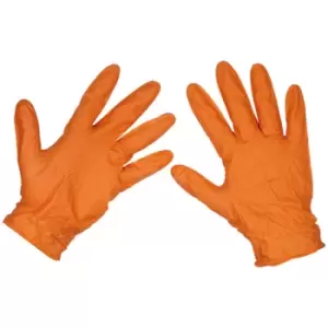 image of Sealey SSP56XL Orange Diamond Grip Thick Nitrile Powder-Free Glove...