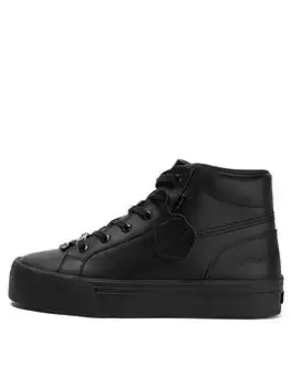 Image of Kickers Tovni Hi Stack in Black Leather, Black, Size 3, Women