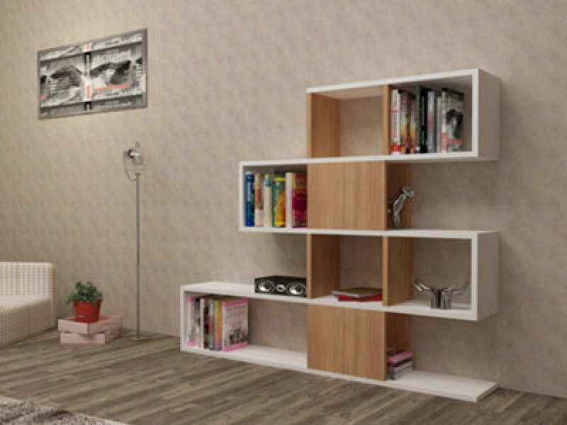 Image of Decorotika Karlin 4-tier Bookcase Bookshelf Shelving Unit Walnut