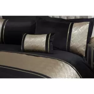 image of Capri Gold Black King Size Duvet Cover Set Velvet Sequin Bedding Bed Set Quilt - Black