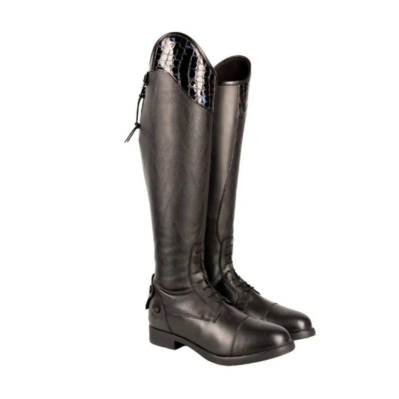 Image of Hy Womens Aliano Leather Riding Boots in Black Size: 4 Black Female 4