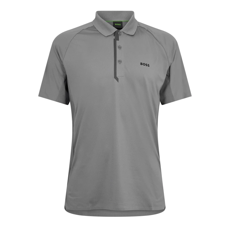 Image of Boss Mens Paddytech Short Sleeve Polo Shirt Dark Beige male S