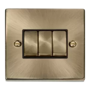 Image of Click Scolmore Deco Ingot 3 Gang 10AX 2 Way Plate Switch - VPAB413BK