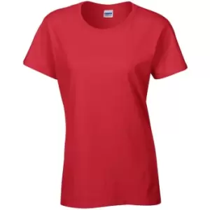 image of Gildan Ladies/Womens Heavy Cotton Missy Fit Short Sleeve T-Shirt (S) (Red)