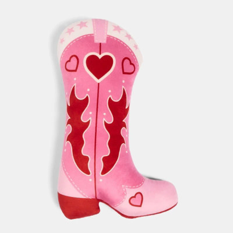 Image of OHS OHS Cowboy Boot Shaped Cushion Soft Plush Decorative Pillow in Pink Pink One Size Unisex 5027434233038