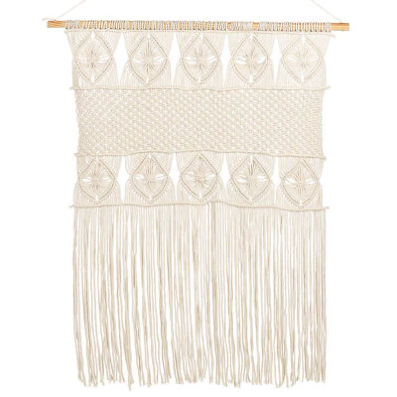Image of Beliani Fabric Wall Hanging Lahri Cotton 118cm Beige