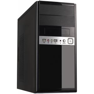 image of CiT 1016 Gloss Black/Silver Micro ATX Case 500W PSU