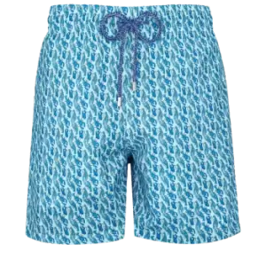 image of Men Swim Shorts Ultra-light And Packable Micro Lobsters - Mahina - Blue - Size S - Vilebrequin