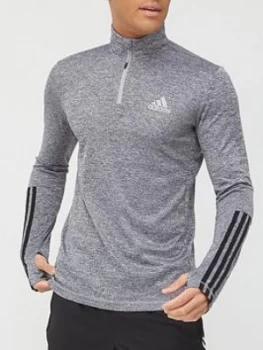 Image of Adidas 1/4 Zip Top - Medium Grey Heather, Size XL, Men
