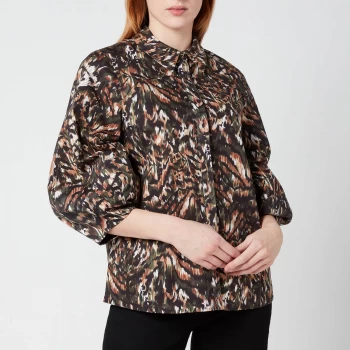 Image of Ted Baker Womens Evrett Lantern Sleeve Shirt - Khaki - UK 6