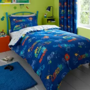 image of Bedlam - Kids Game Glow In The Dark Print Reversible Duvet Cover Set, Multi, Single