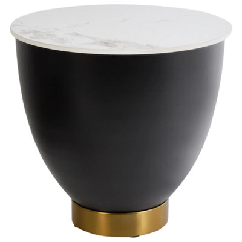 Image of Beliani Side Table Nadine Ceramic Black With Storage