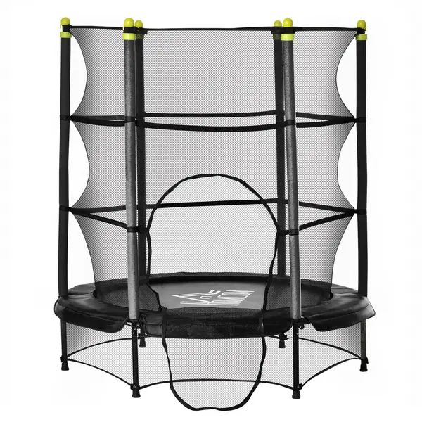 Image of HOMCOM 5.2FT Kids Trampoline with Safety Enclosure, Indoor Outdoor Toddler Trampoline for Ages 3-10 Years, Black