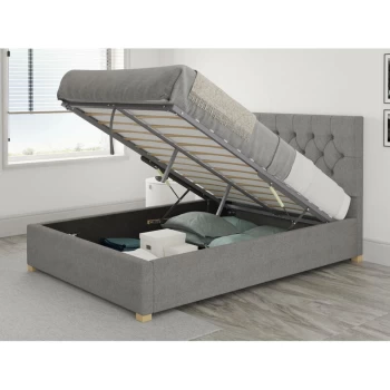 Image of Olivier Ottoman Upholstered Bed, Eire Linen, Grey - Ottoman Bed Size Double (135x190)