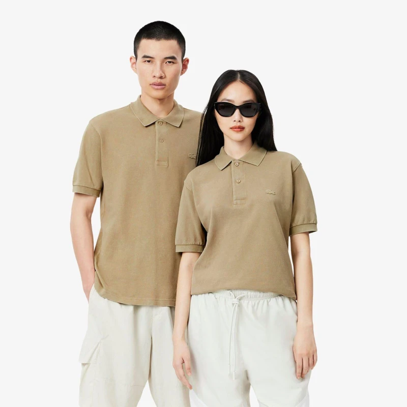 Image of Lacoste Classic Fit L.12.12 Washed Effect Polo Shirt Beige male 2XS