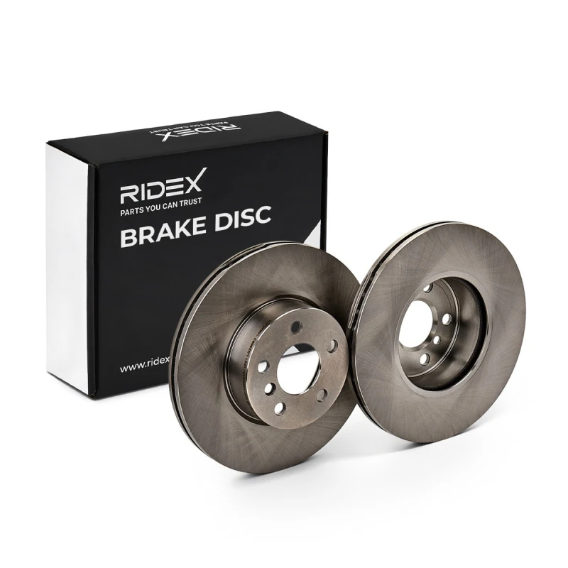 Image of RIDEX 82B3202 Brake disc Front Axle, Vented, Cast Iron, Uncoated, Untreated, without wheel studs Cast Iron Brake Disc (82)