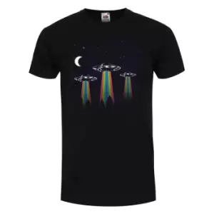 image of Grindstore Mens Rainbow UFO T-Shirt (3XL) (Black)