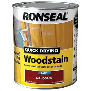 image of Ronseal Quick Drying Woodstain - Satin Mahogany 750ml