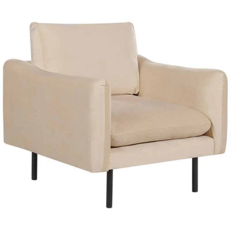 Image of Beliani Velvet Armchair Beige Vinterbro
