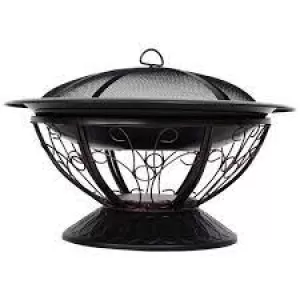 Image of Outsunny Steel Lift-Top Screen Firepit Black