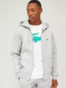 Lacoste Logo Zip Thru Hoodie, Grey, Size 5XL, Men