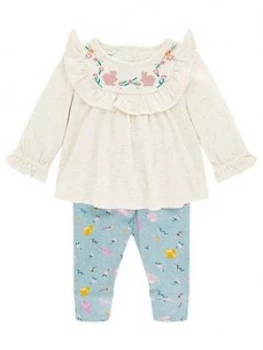 image of Monsoon Baby Girls Bunny Jersey Set - Aqua, Size 6-9 Months